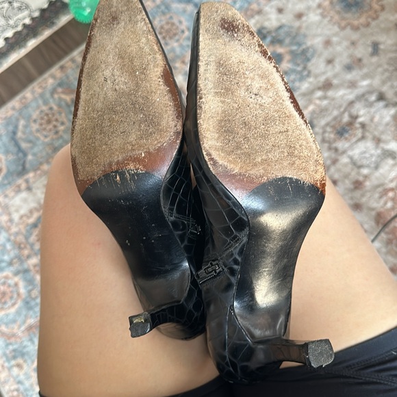 Stuart Weitzman Patent Leather Crocodile Boots - Picture 8 of 9